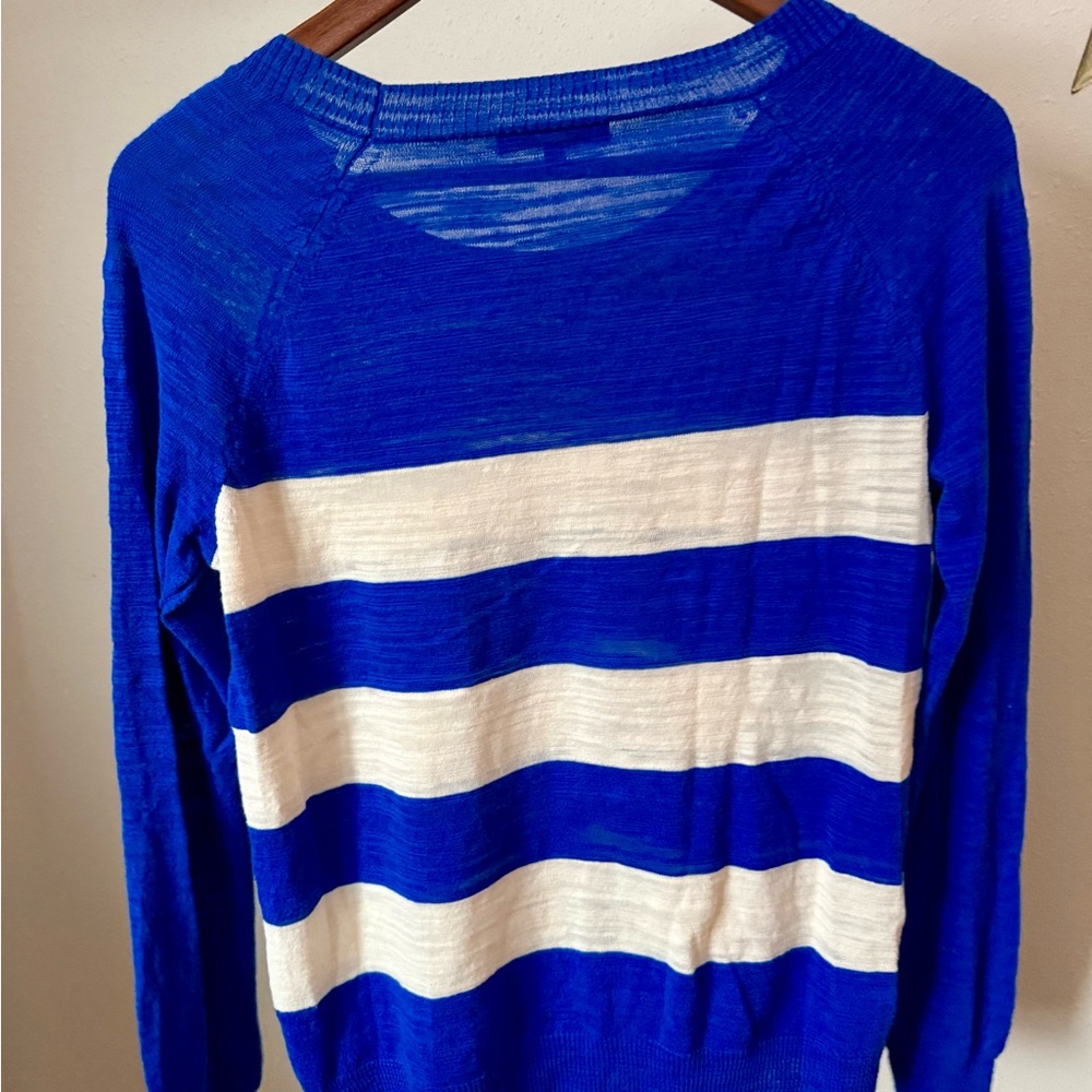 Madewell Blue Cream Striped Sweater S Coastal Stripe Knit - Picture 3 of 4